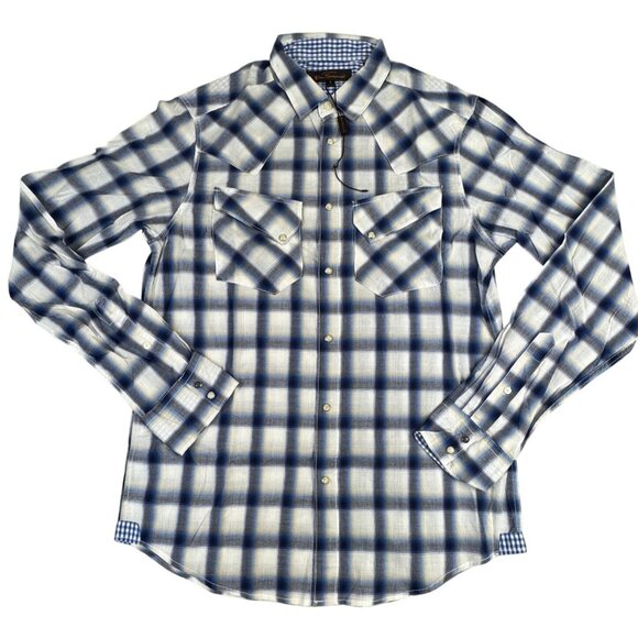 Ben Sherman Other - Ben Sherman Mens S Checkered Long Sleeve Shirt Western Cowboy Blue White NWT